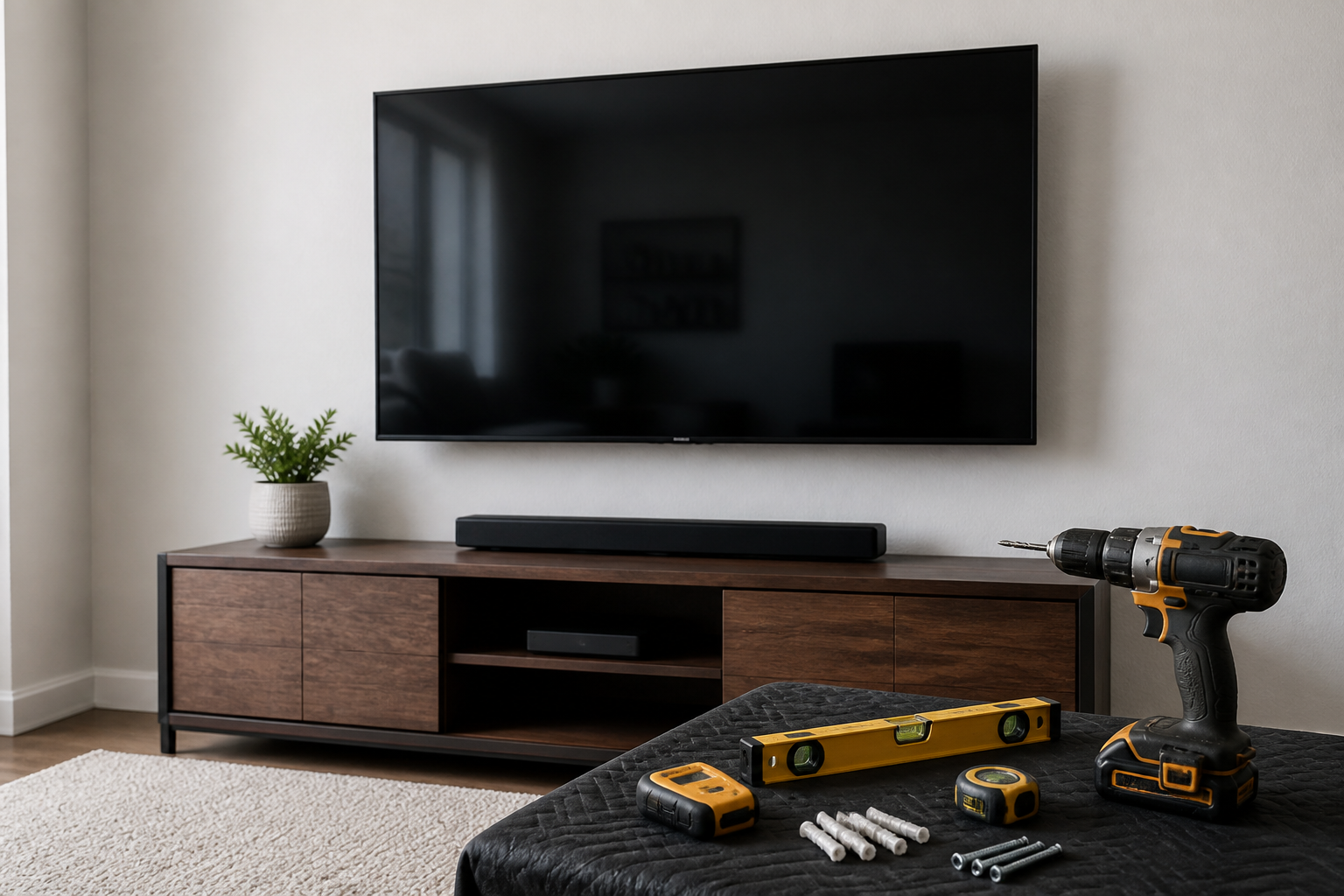 Clean TV mounting installation